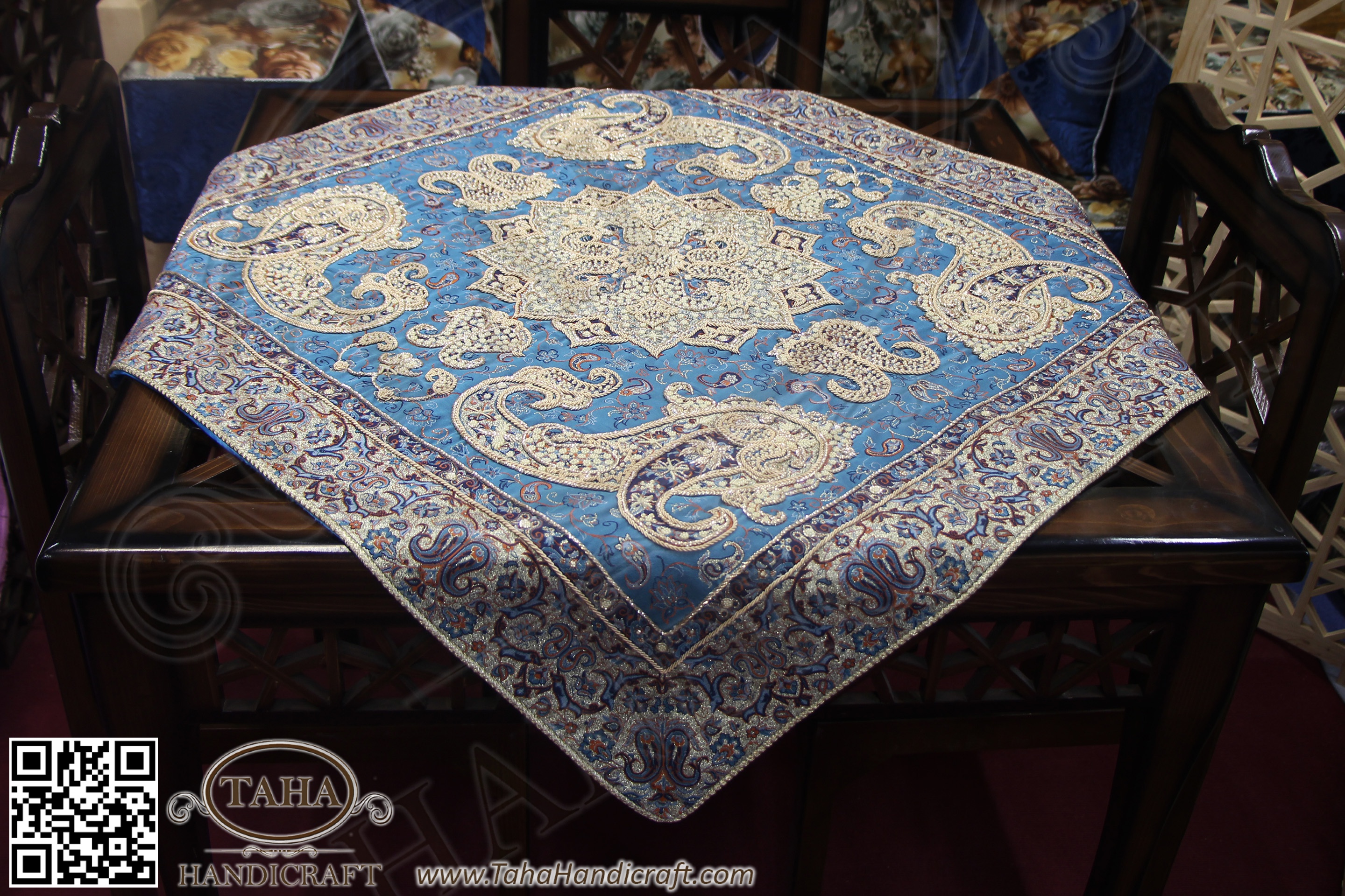 Persian Handicraft Termeh and Sermeh Almas Salari Blue 100 cm